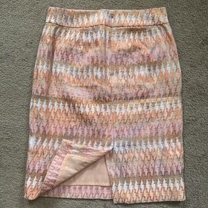 J. Crew iridescent pink and gold pencil skirt